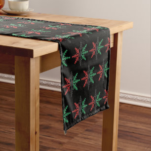 Red Black Green Snowflakes Pattern Kwanzaa Long Table Runner