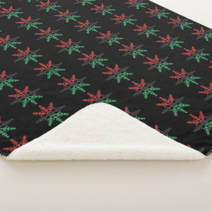 Red Black Green Snowflakes Pattern Kwanzaa Sherpa Blanket