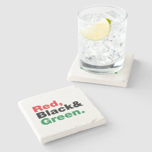 Red, Black & Green. Stone Coaster