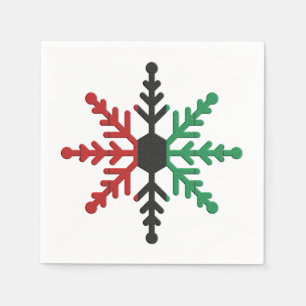 Red Black Green Striped Snowflake Kwanzaa Napkin