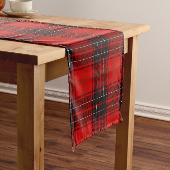 Red Black Green Tartan Plaid Pattern Short Table Runner (In Situ)
