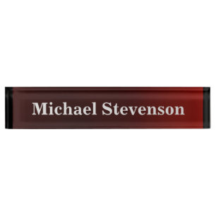 Red Black Grey Elegant Modern Desk Nameplate