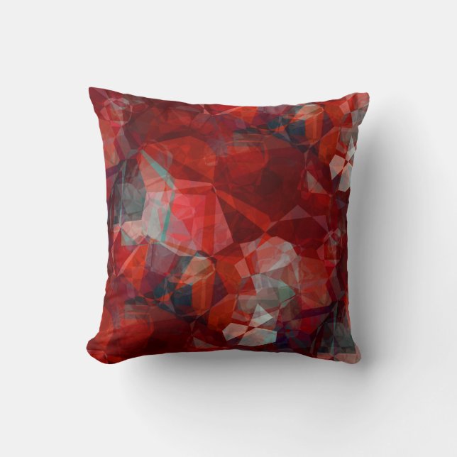 Red Black & Grey Modern Abstract Pattern Cushion (Front)