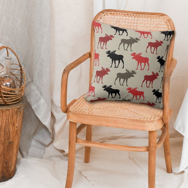 Red Black Grey Moose Pattern Cushion (Creator Uploaded)