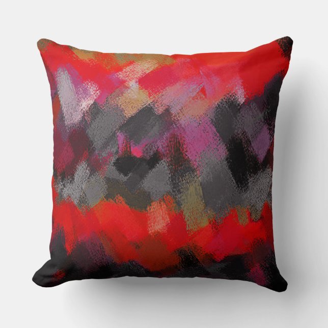 Red Black Grey Purple Abstract Painting #2 Cushion (Front)