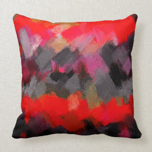Red Black Grey Purple Abstract Painting #2 Cushion