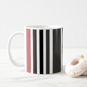 Red Black Grey Vertical Stripes Pattern Coffee Mug