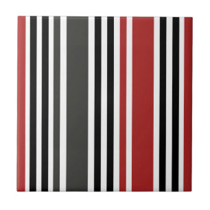 Red Black Grey Vertical Stripes Pattern Tile