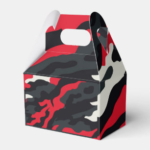 Red Black Grey White Camouflage Camo Pattern Favour Box
