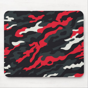 Red Black Grey White Camouflage Camo Pattern Mouse Mat