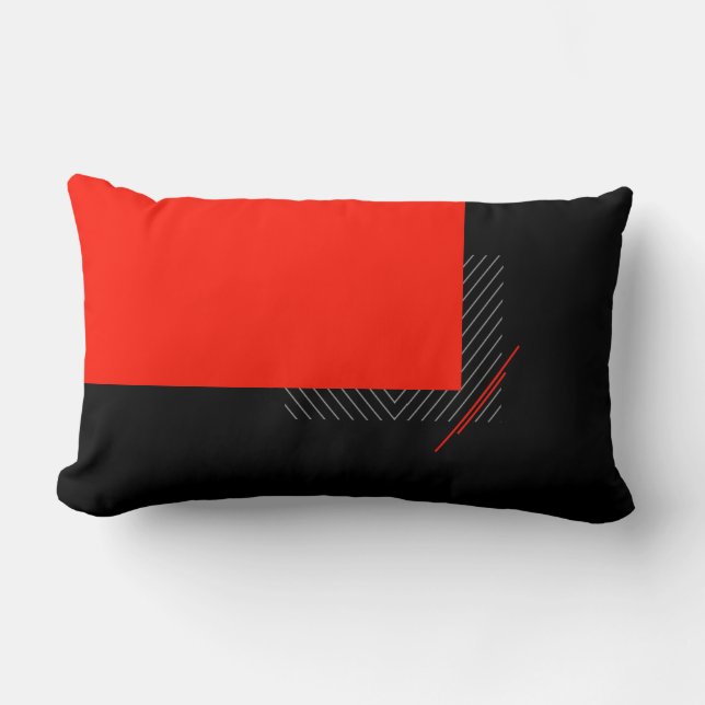 Red, black, grey, white pinstripe lumbar cushion (Front)