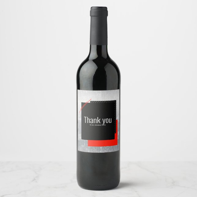 Red, black, grey wine label (Front)