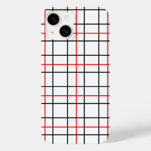 Red Black Grid Lines Plaid Design Case-Mate iPhone 14 Case