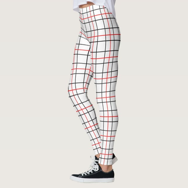 Red Black Grid Lines Plaid Design  Leggings (Creator Uploaded)