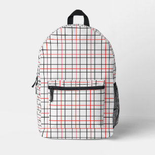 Red Black Grid Lines Plaid Design  Printed Backpack