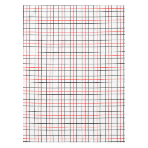 Red Black Grid Lines Plaid Design Tablecloth