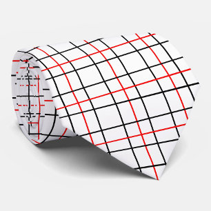 Red Black Grid Lines Plaid Design  Tie