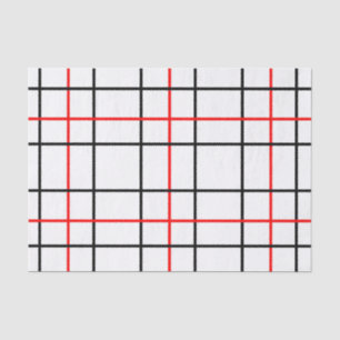 Red Black Grid Lines Plaid Design Tissue Paper