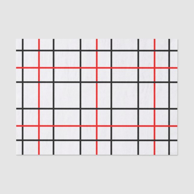 Red Black Grid Lines Plaid Design  Tissue Paper (Front)