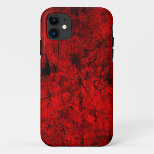 Red Black grunge abstract digital graphic art iPhone 11 Case