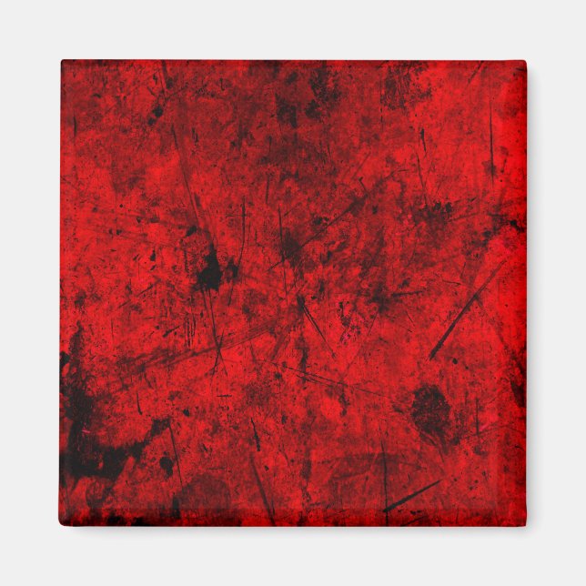 Red Black grunge abstract digital graphic art Magnet (Front)