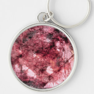Red black grunge abstract paint brush modern art key ring