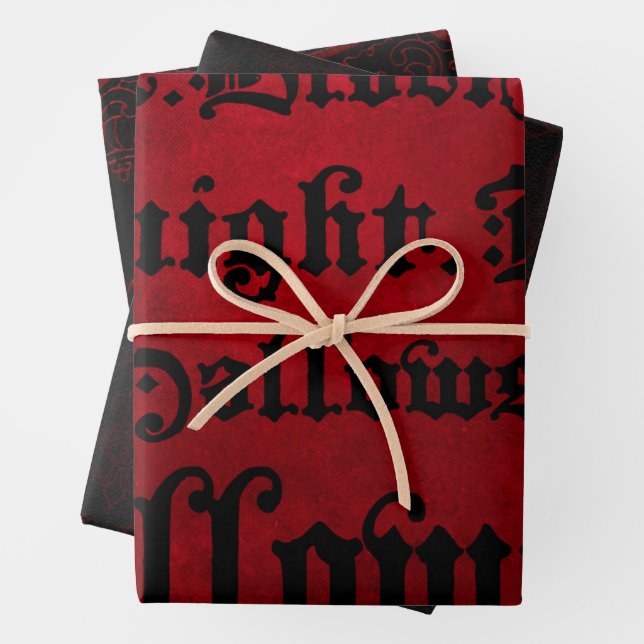 Red & Black Grunge Gothic Wrapping Paper Sheet (In situ)