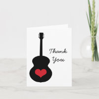 Red/Black Guitar Heart Thank You Card