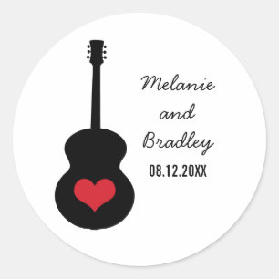 Red/Black Guitar Heart Wedding Stickers
