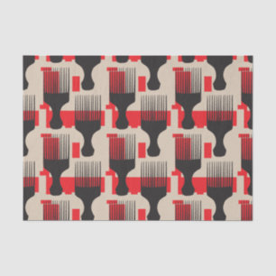 Red Black Hair Comb Afro Pick Tissue Paper