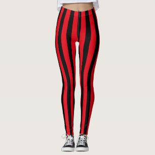 Red & Black Halloween Stripes Pirate Costume Leggings