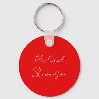 Red Black Handwritten Minimalist Your Name Key Ring