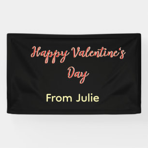 Red black happy Valentine's day from name stylish Banner