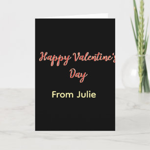 Red black happy Valentine's day from name stylish  Card
