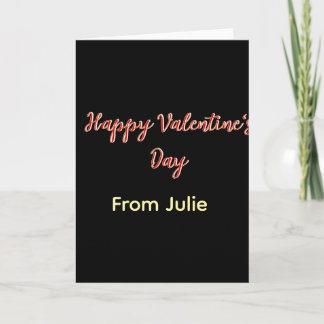 Red black happy Valentine's day from name stylish  Card