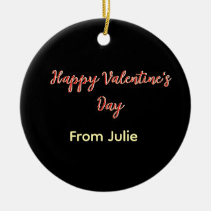 Red black happy Valentine's day from name stylish Ceramic Tree Decoration