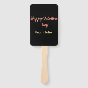 Red black happy Valentine's day from name stylish Hand Fan