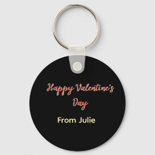 Red black happy Valentine's day from name stylish Key Ring