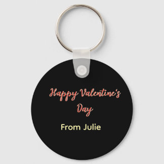 Red black happy Valentine's day from name stylish  Key Ring