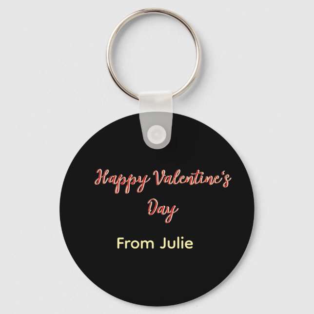 Red black happy Valentine's day from name stylish  Key Ring (Front)