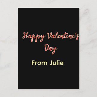 Red black happy Valentine's day from name stylish  Postcard
