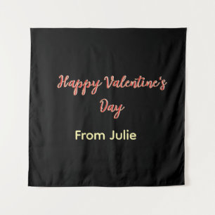 Red black happy Valentine's day from name stylish  Tapestry