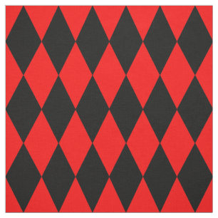 Red Black Harlequin Diamonds Checkers Design  Fabric