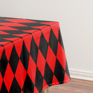 Red Black Harlequin Diamonds Checkers Design  Tablecloth