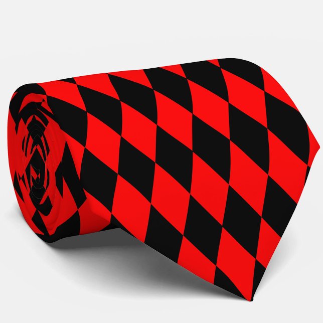Red Black Harlequin Diamonds Checkers Design  Tie (Creator Uploaded)