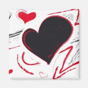 Red-Black heart abstract Magnet
