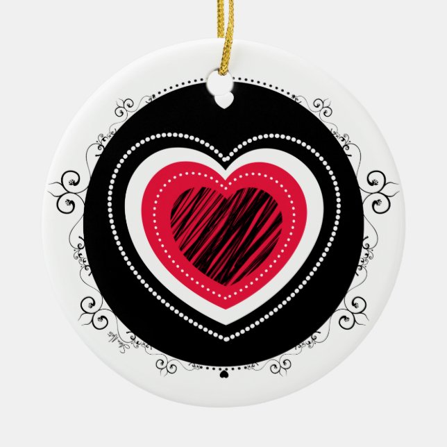 Red & black heart - ornament (Front)