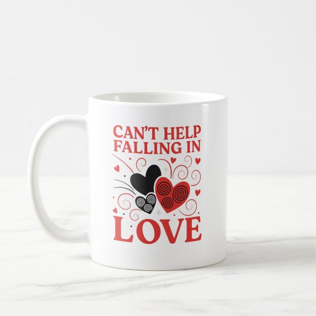 Red & Black  Hearts Design Coffee Mug (Left)