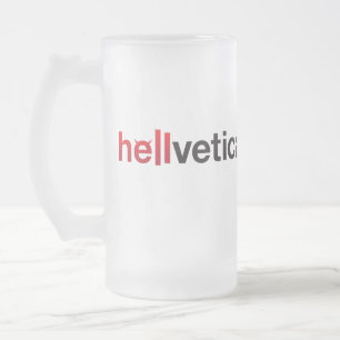Red & Black hellvetica wordmark Frosted Glass Beer Mug