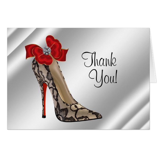 Red Black high Heel Shoe Thank You Cards
